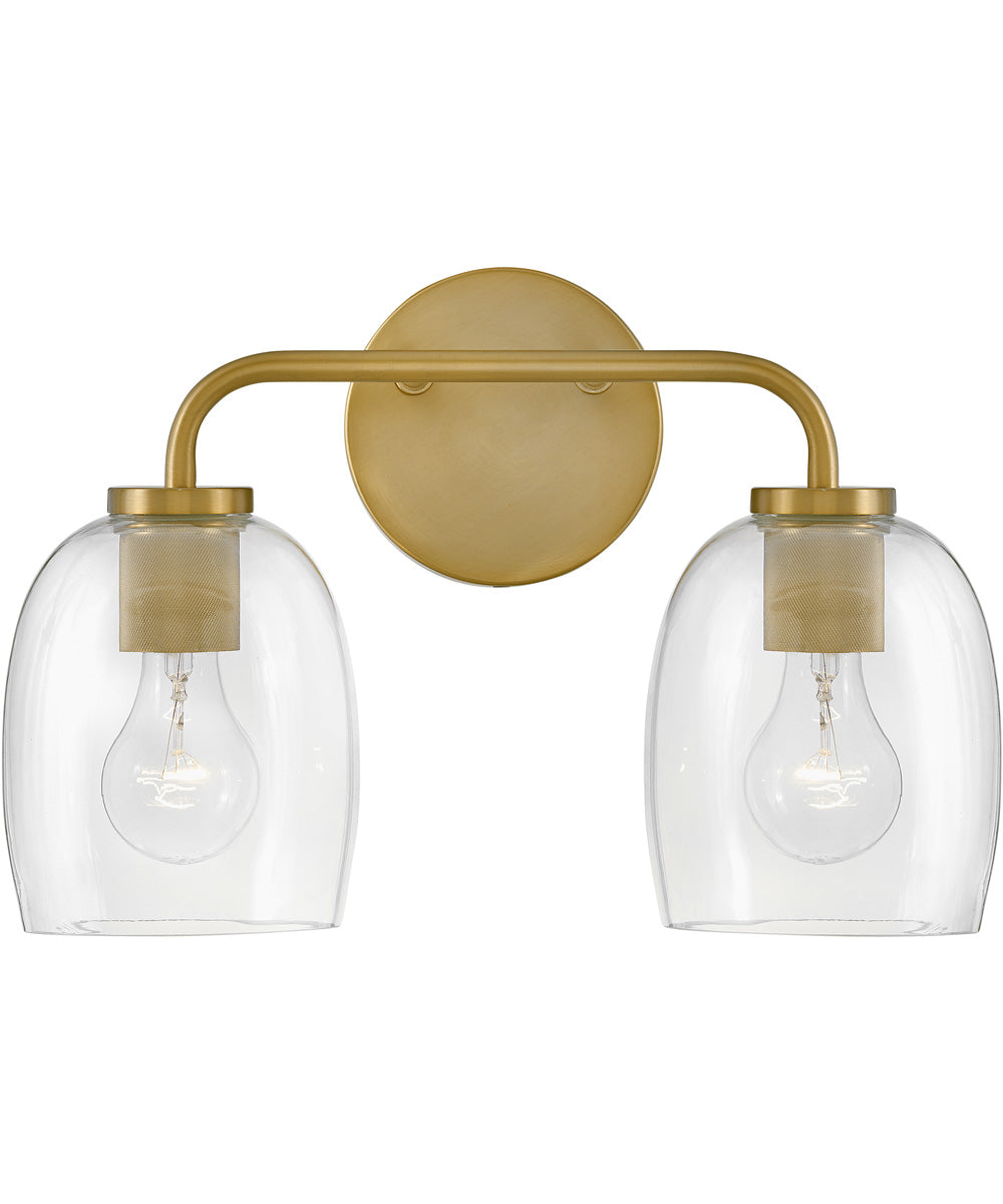 Percy 2-Light Small Two Light Vanity in Lacquered Brass