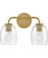 Percy 2-Light Small Two Light Vanity in Lacquered Brass