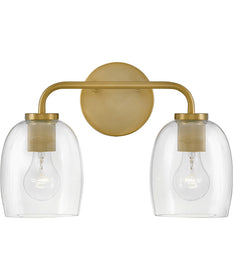 Percy 2-Light Small Two Light Vanity in Lacquered Brass