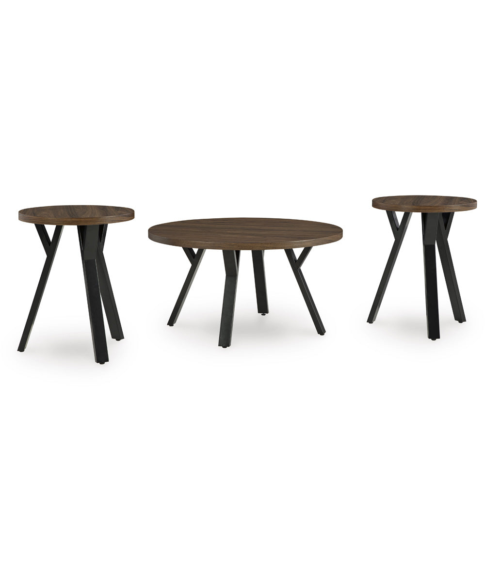 Elbrynn Occasional Table Set Set of 3 Brown/Black