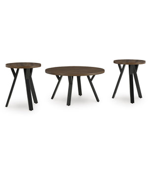 Elbrynn Occasional Table Set Set of 3 Brown/Black