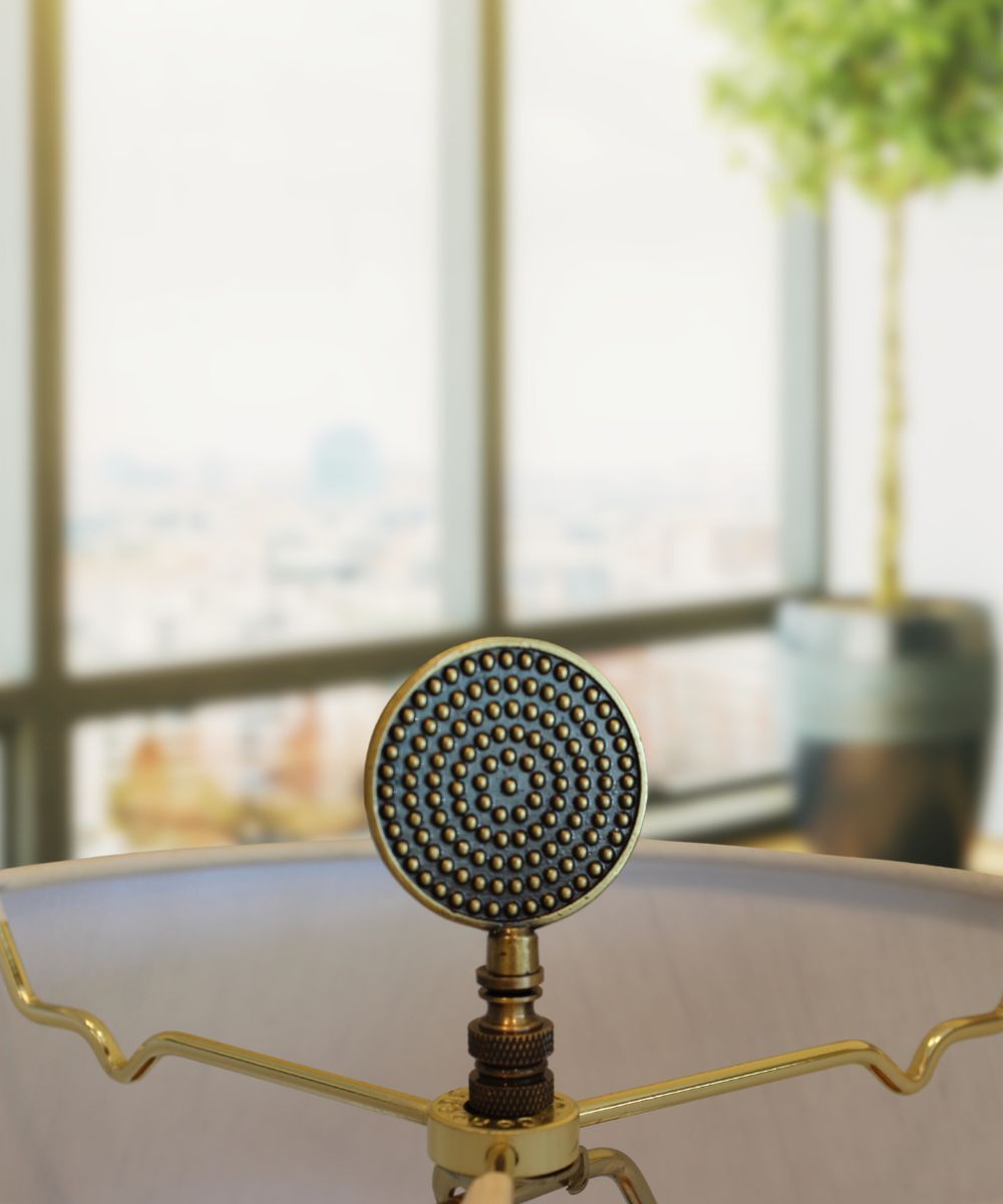 Dotted Medallion Decorative Lamp Finial Antique Brass, 3"h