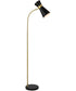 Floor Lamp in Gold with Black Marble and Black Metal