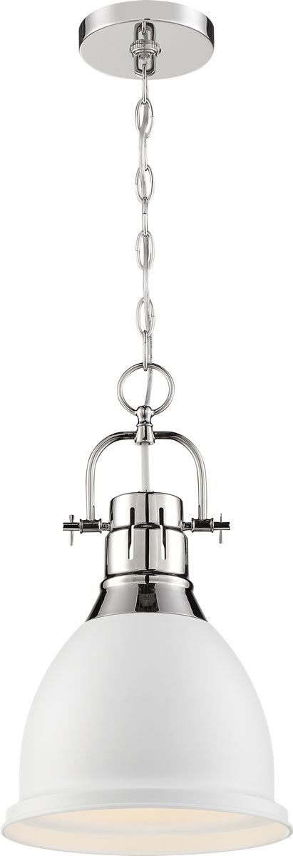 10"W Watson 1-Light Pendant Polished Nickel / White