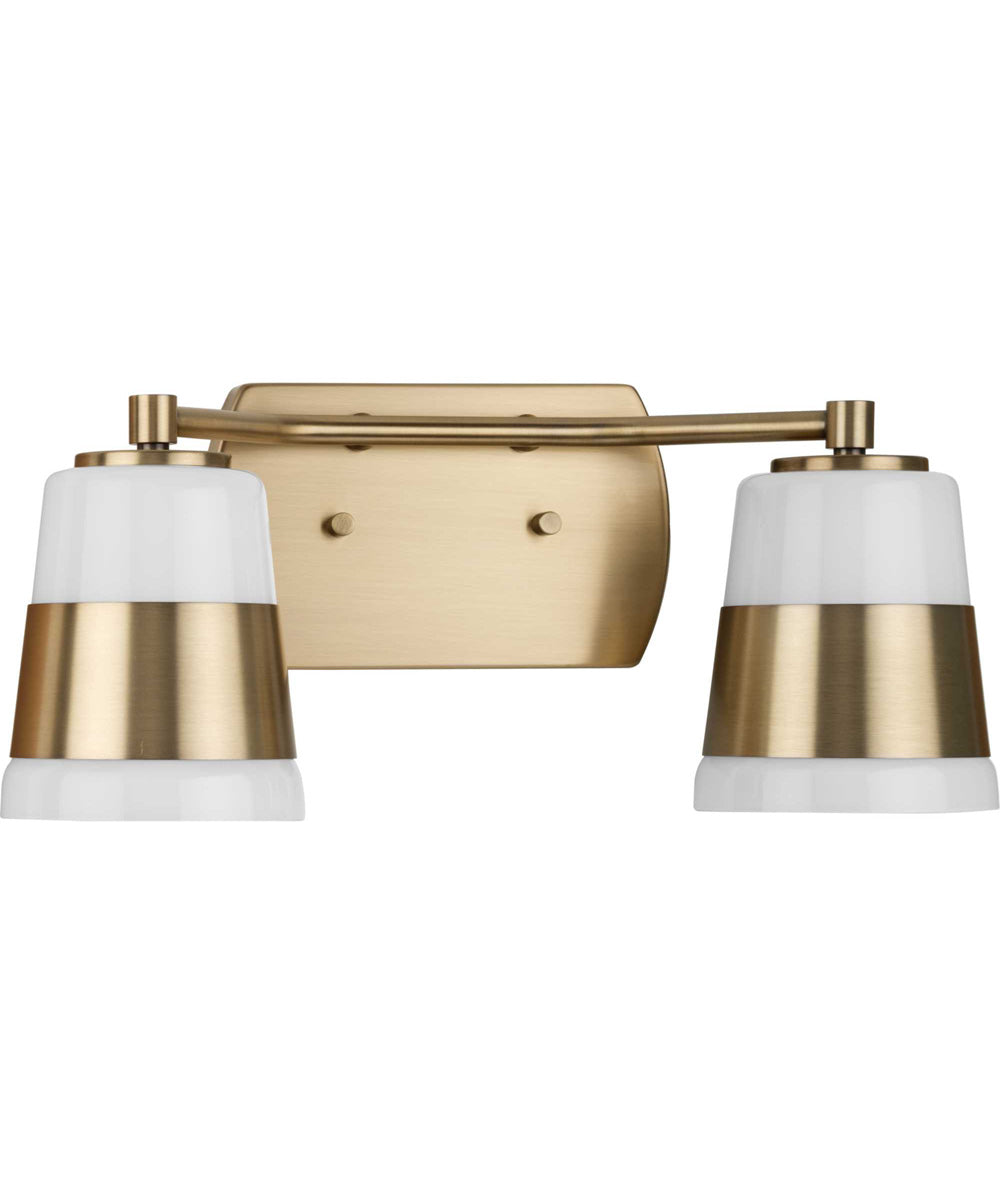 Haven 2-Light Opal Glass Luxe Industrial Bath Light Vintage Brass
