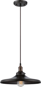 14"W Vintage 1-Light Pendant Rustic Bronze