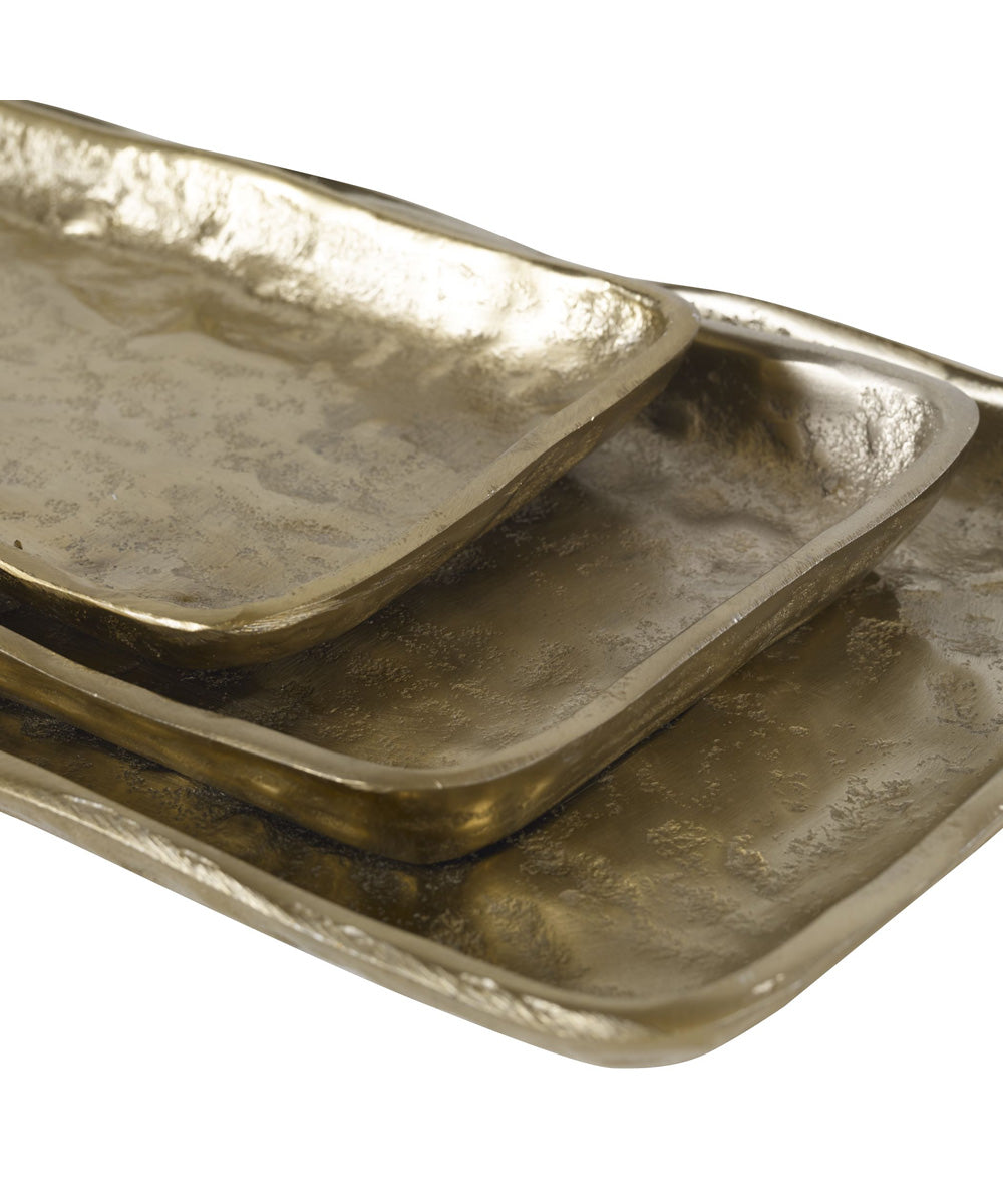 Artisan Antique Gold Trays, Set of 3