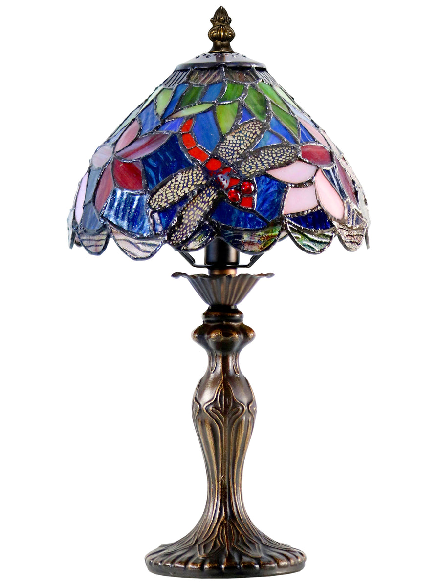 Borrdego Dragonfly  14.25 Inch  Tall Handmade Tiffany Accent Lamp