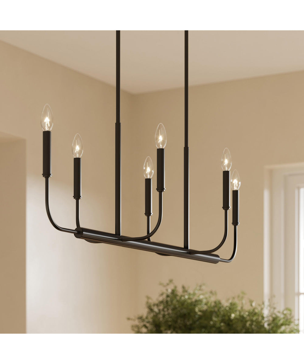 Reines 6-Light Linear Chandelier Matte Black