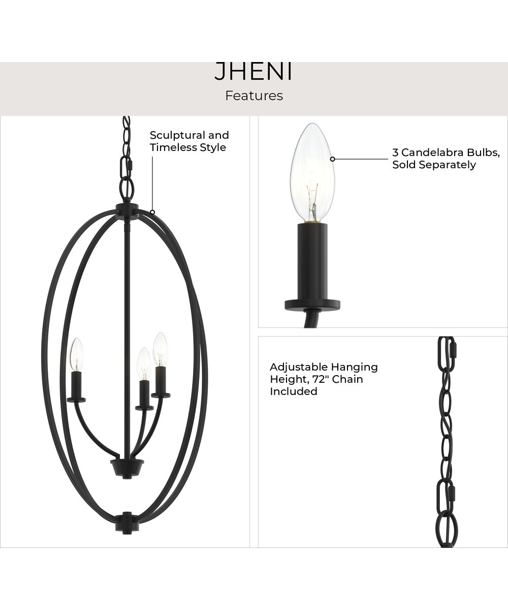 Jheni 3-Light Foyer Pendant Matte Black
