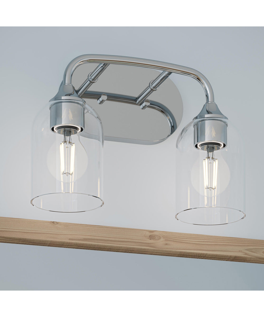 Ilia 2-Light Bath Vanity with Clear Glass Shade Polished Chrome