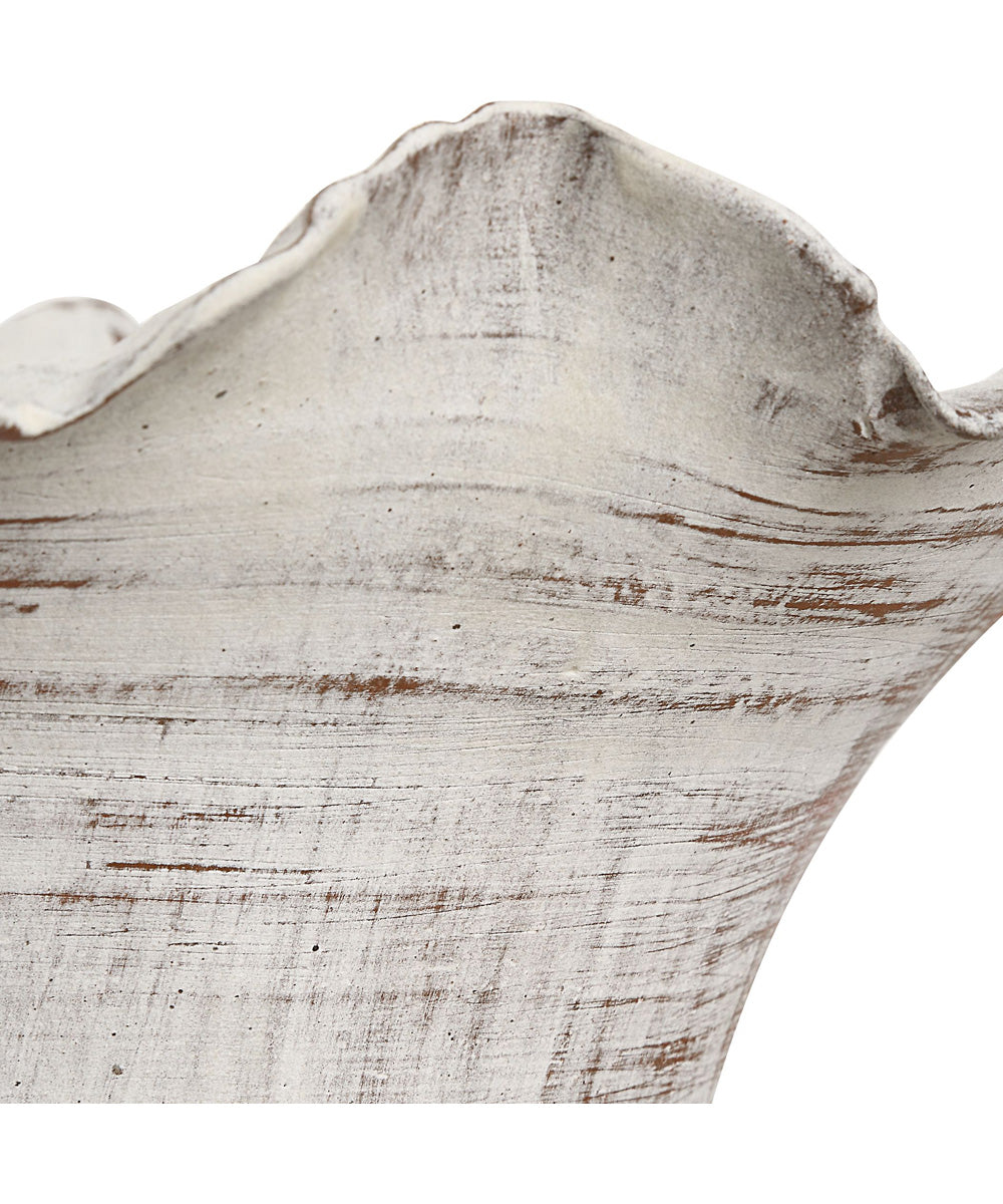 Ruffled Petal White Vases Set of 2