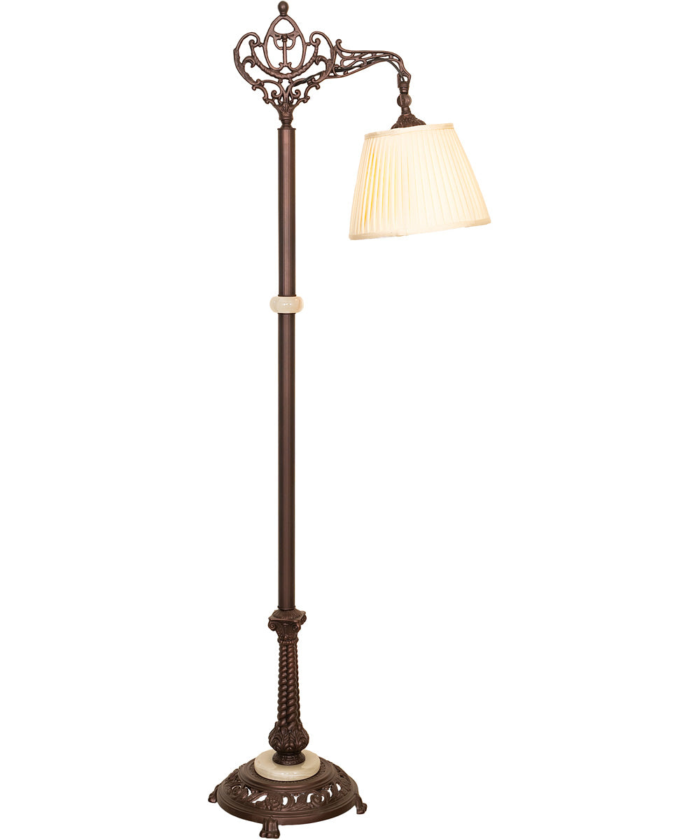 60" High Victorian Bridge Arm W/Pleated Textrene Shade Floor Lamp