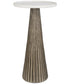 Accent Table with Fluted Base in Antique Brass and White Marble