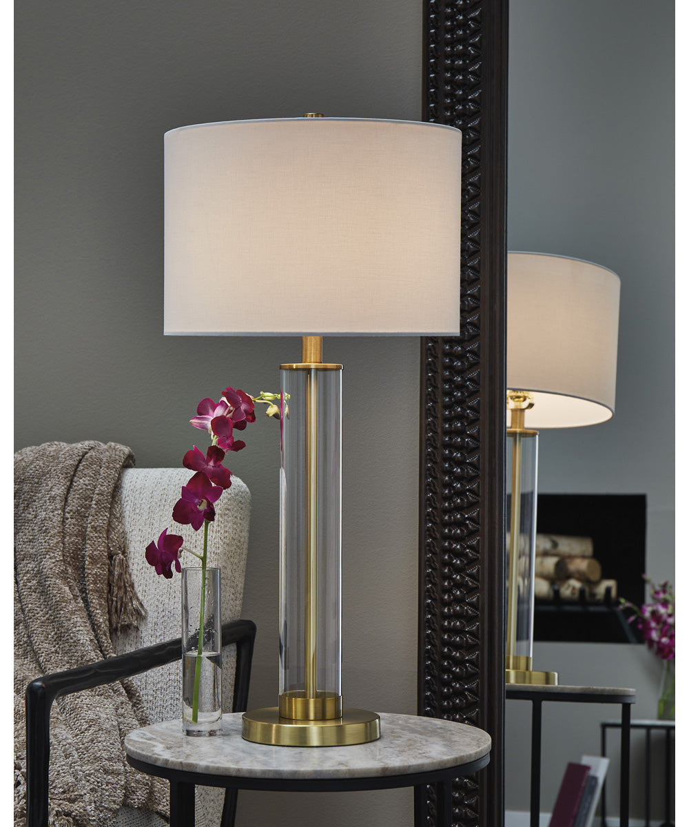 Orenman Glass Table Lamp Set of 2 Clear/Brass