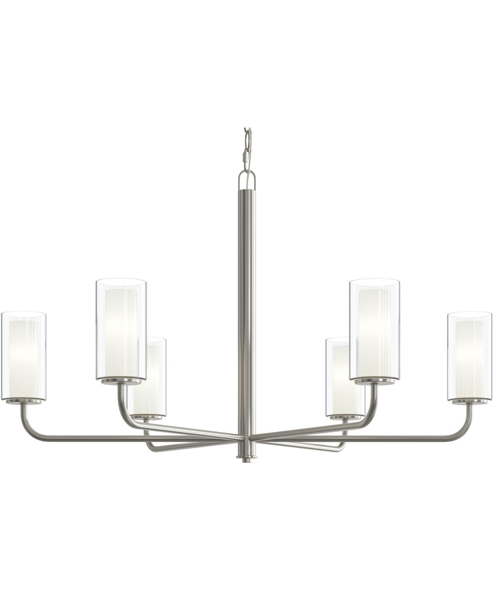 Mack 6-Light Chandelier with Layered Glass Shades Brushed Nickel