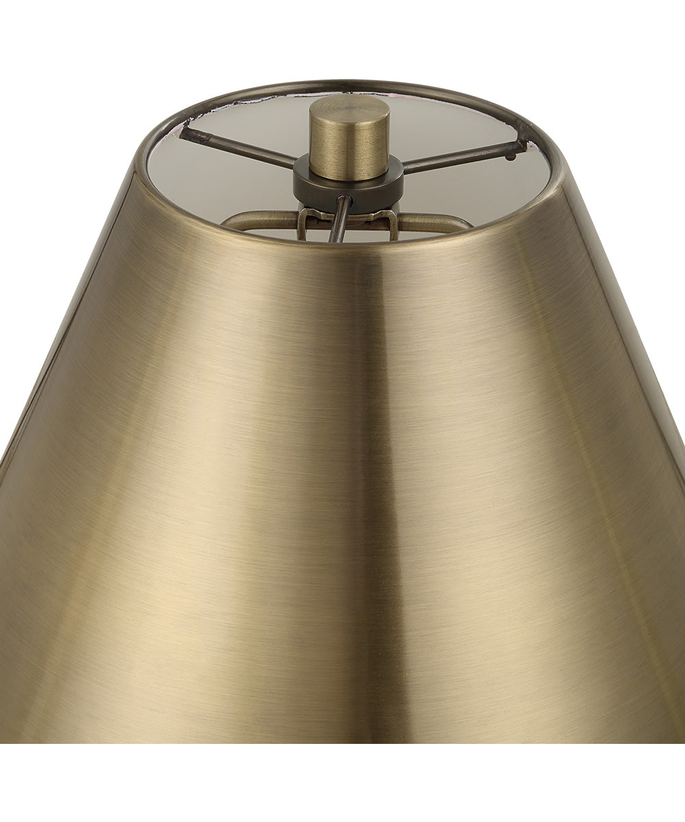 Metal Buffet Lamp in Antique Brass with Tapered Metal Shade