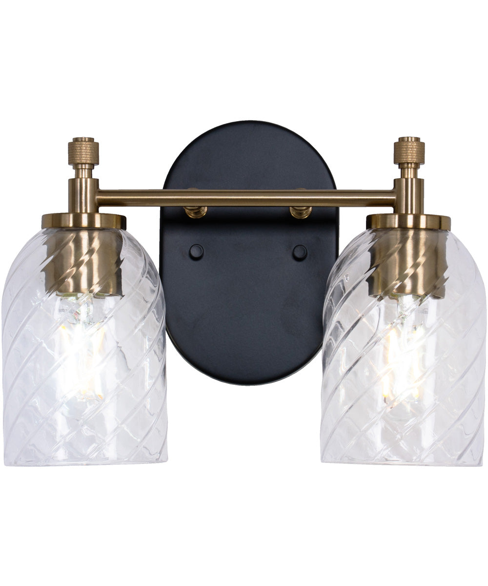 Council 2-Light Lighting Flat Black/Satin Brass