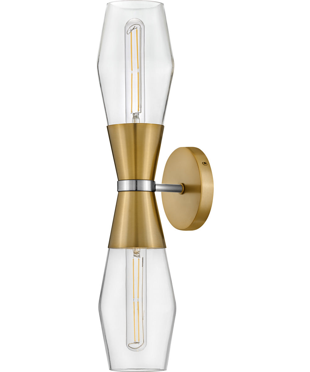 Livie 2-Light Large Two Light Sconce in Lacquered Brass