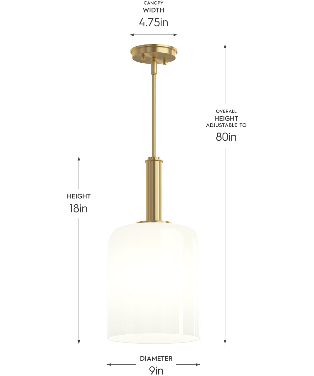 Reines 1-Light Pendant with Opal Glass Shade Brushed Gold