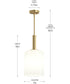 Reines 1-Light Pendant with Opal Glass Shade Brushed Gold
