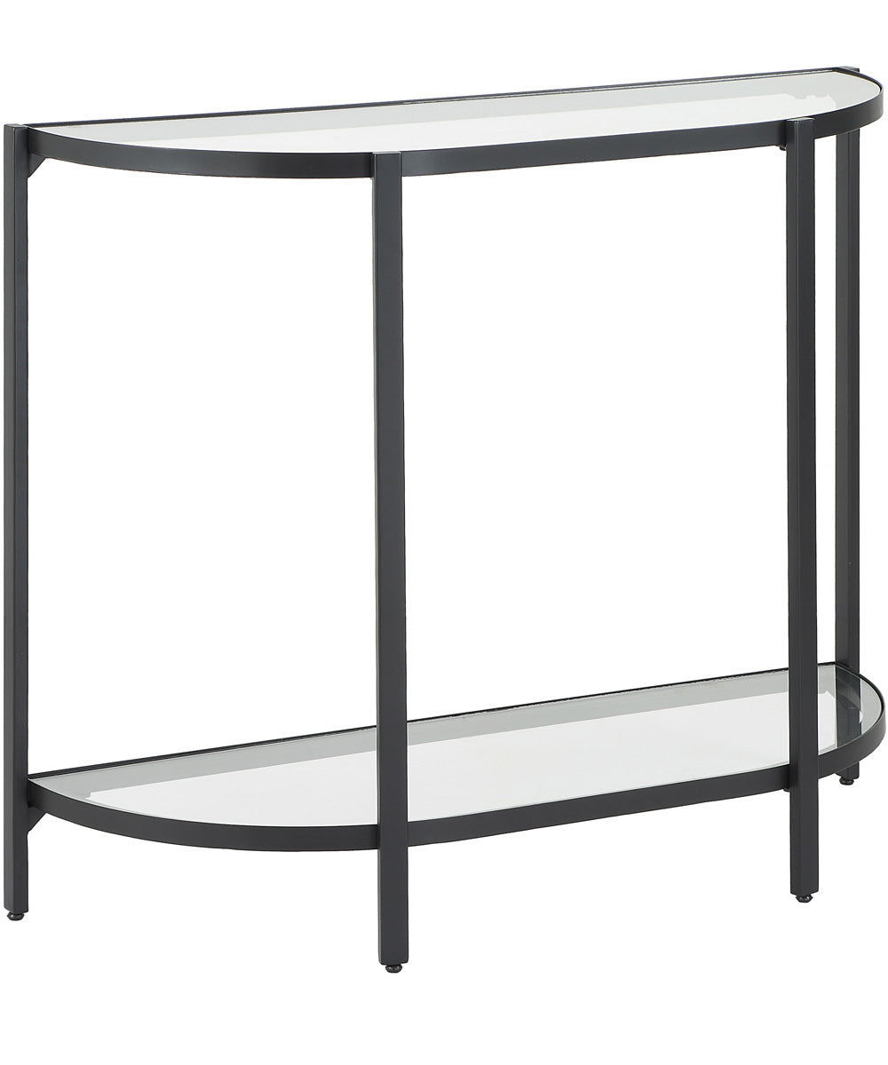 Accent Furniture with Tempered Glass Top with Shelves Satin Black