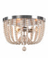 Dumas 16"W 3-Light Brushed Steel Finish Weathered White Wood Bead Flushmount by KenroyHome