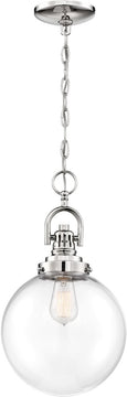 10"W Skyloft 1-Light Pendant Polished Nickel / Clear