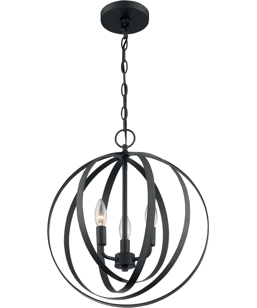 16"W Pendleton 3-Light Pendant Matte Black