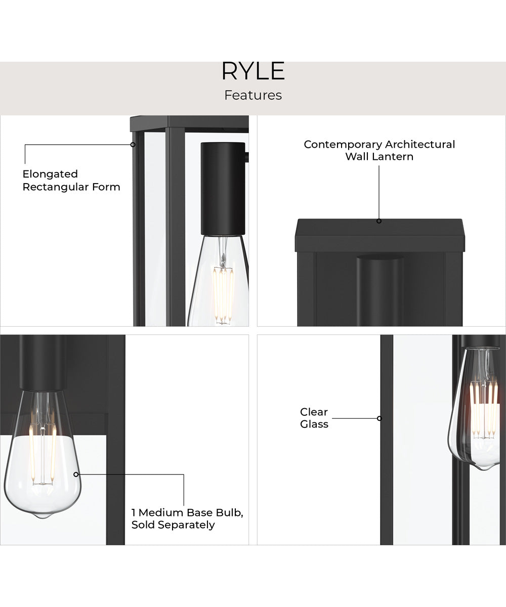 Ryle 1-Light Small Wall Lantern with Clear Glass Panels Matte Black