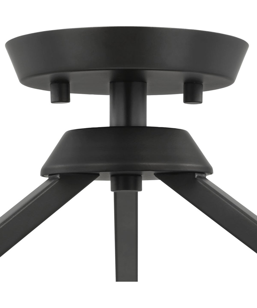 Vertex 3-Light Etched White Convertible Chandelier Matte Black