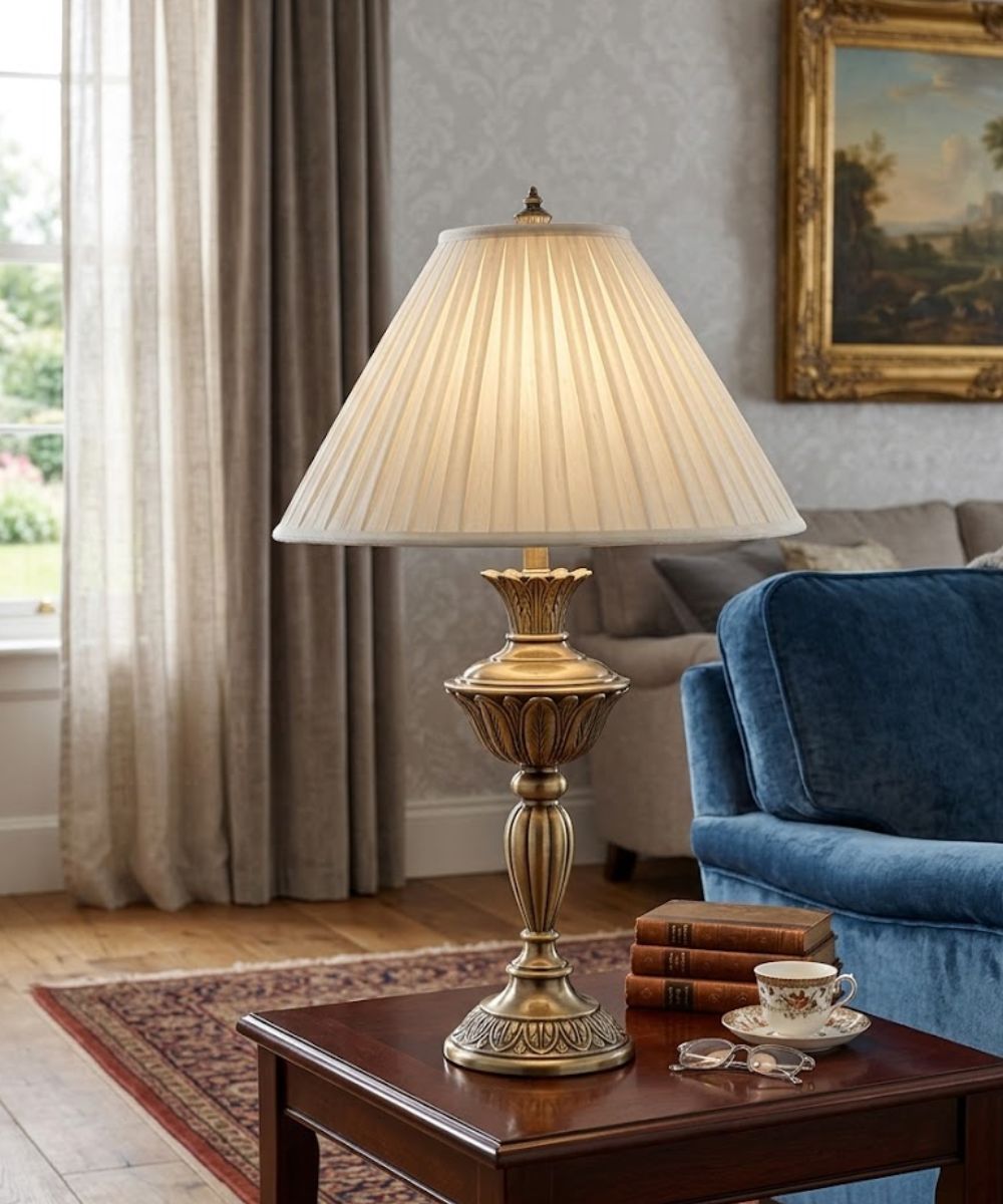 31"H 3-Way Table Lamp Aged Brass