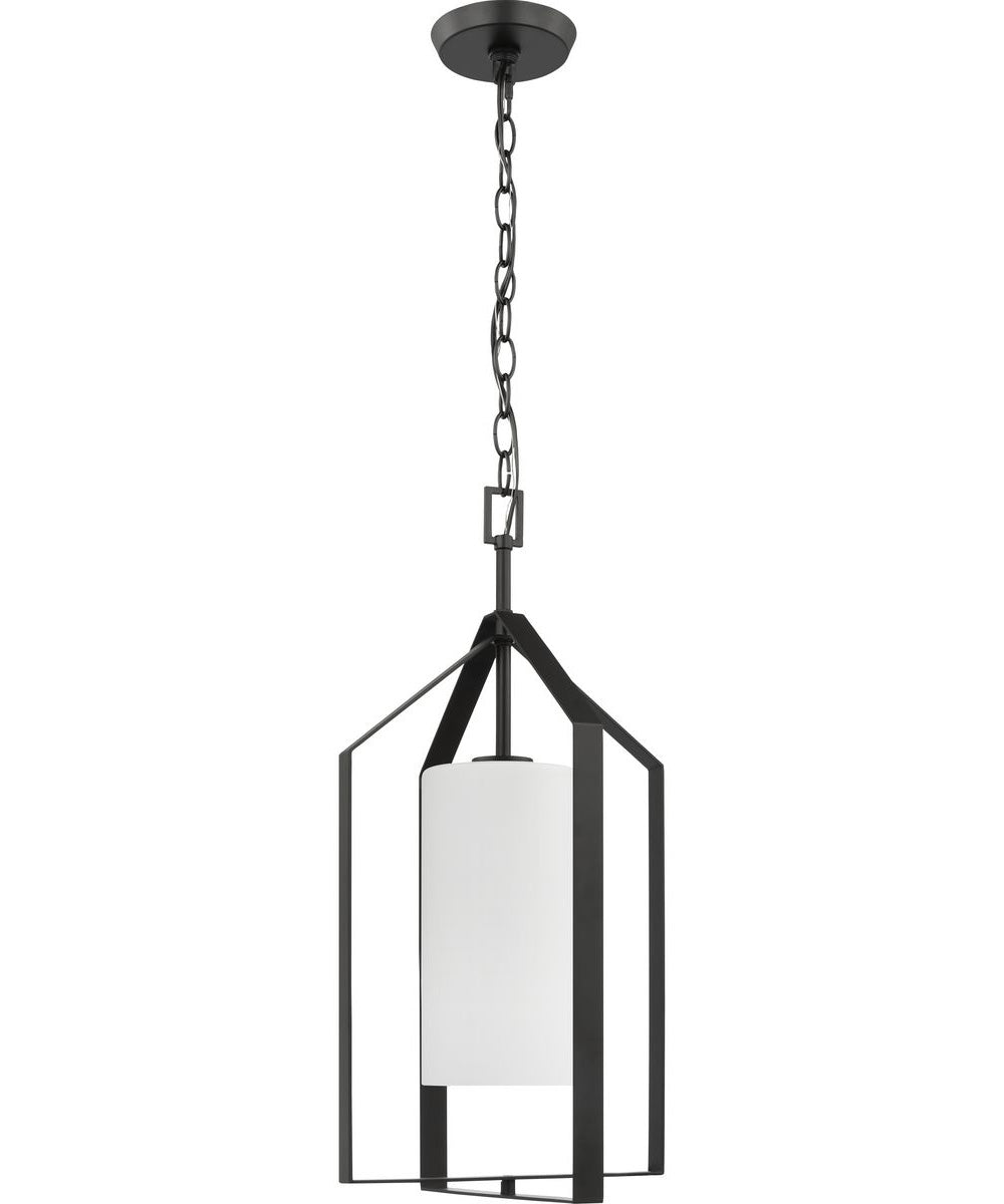 Vertex 1-Light Etched White Foyer Light Matte Black