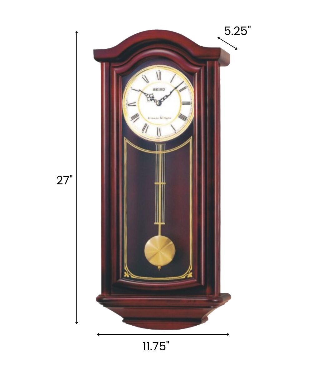27"H Wall Clock Mahogany Solid Wood