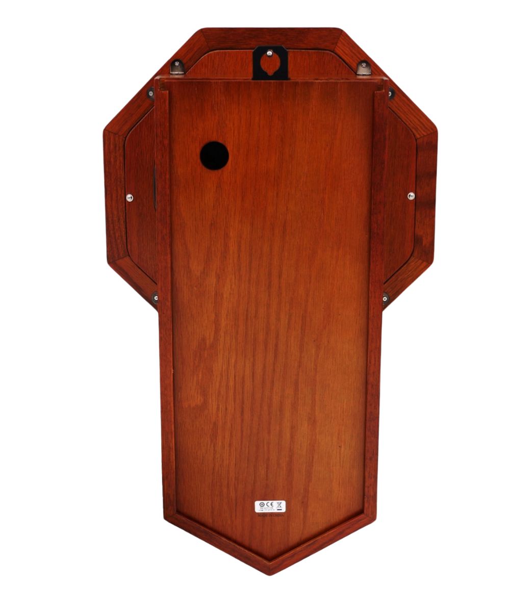 22"H Schoolhouse Wall Clock Dark Brown Solid Oak