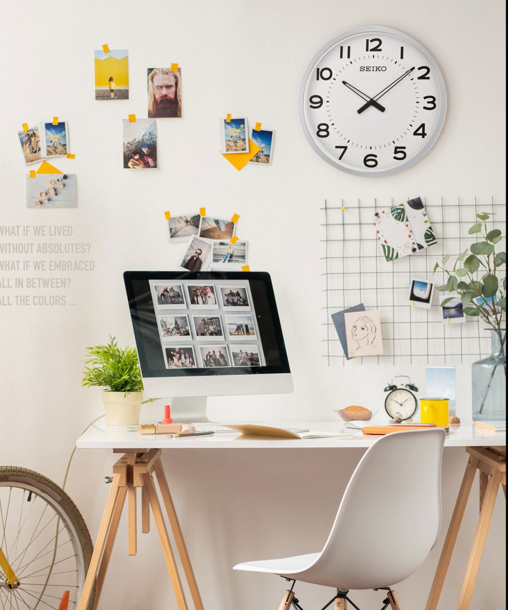 Silver-Tone Framed Numbered Wall Clock