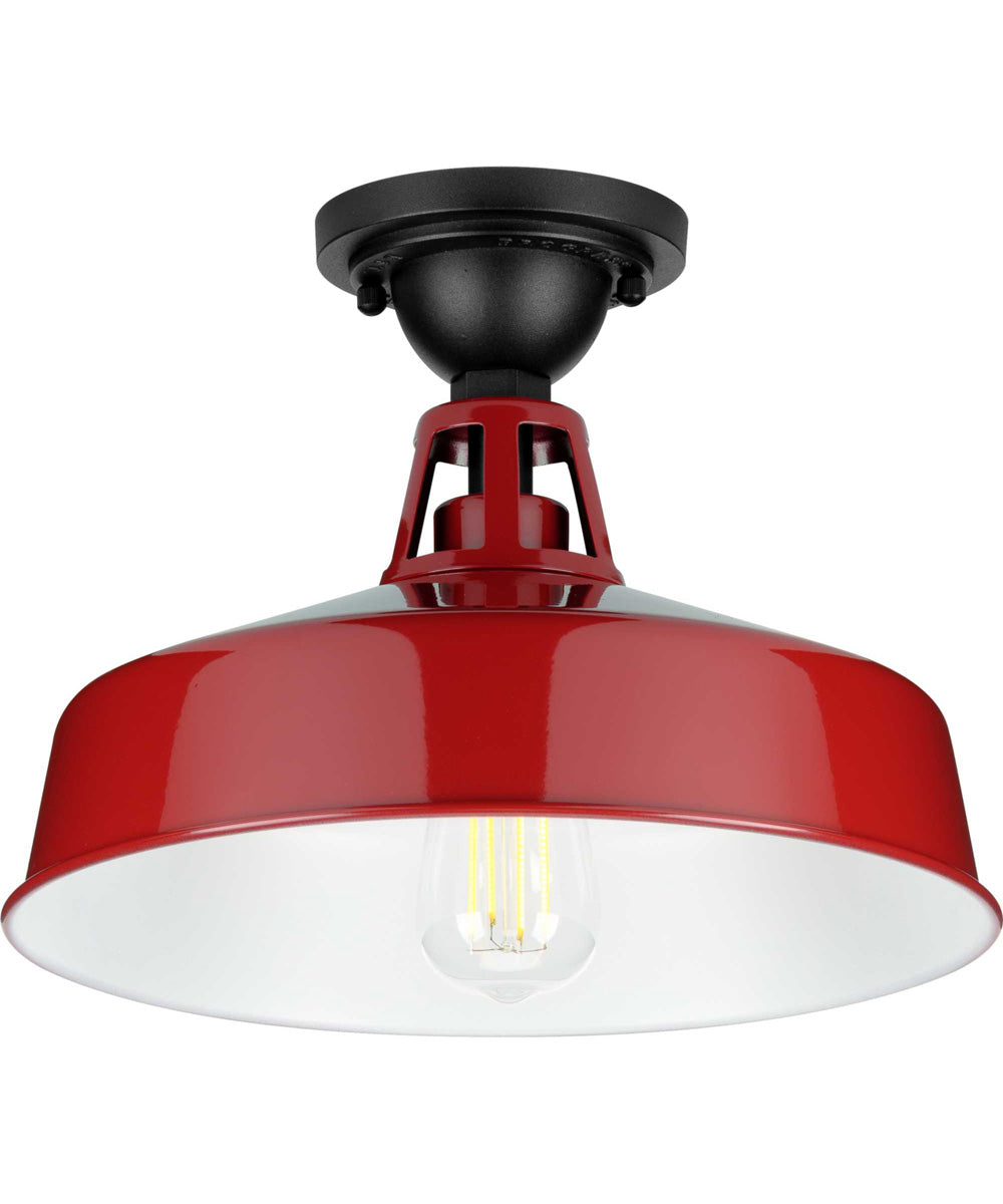 Cedar Springs 1-Light Farmhouse Semi-Flush Mount Red