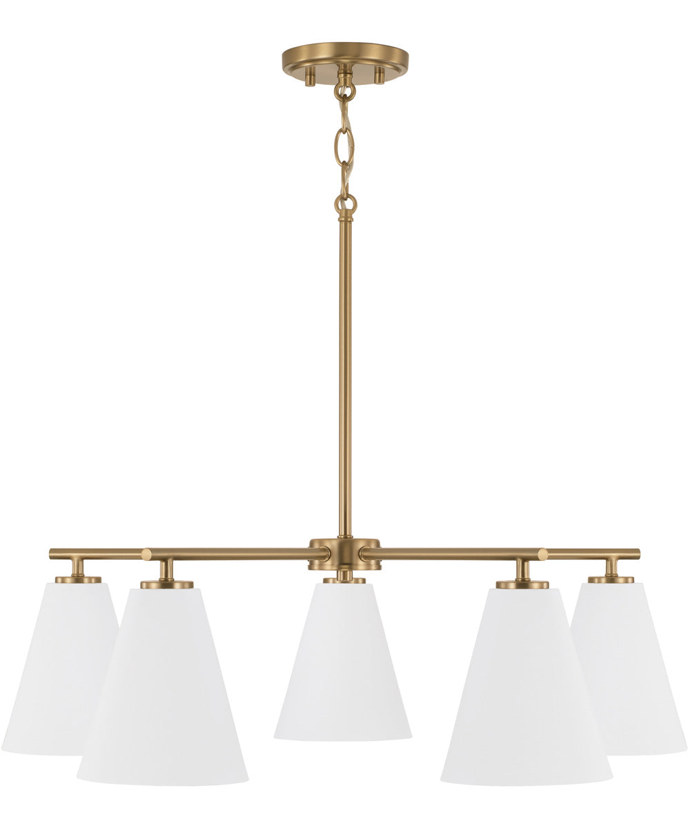 Charlie 5-Light Chandelier Matte Brass and White
