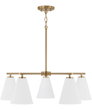 Charlie 5-Light Chandelier Matte Brass and White
