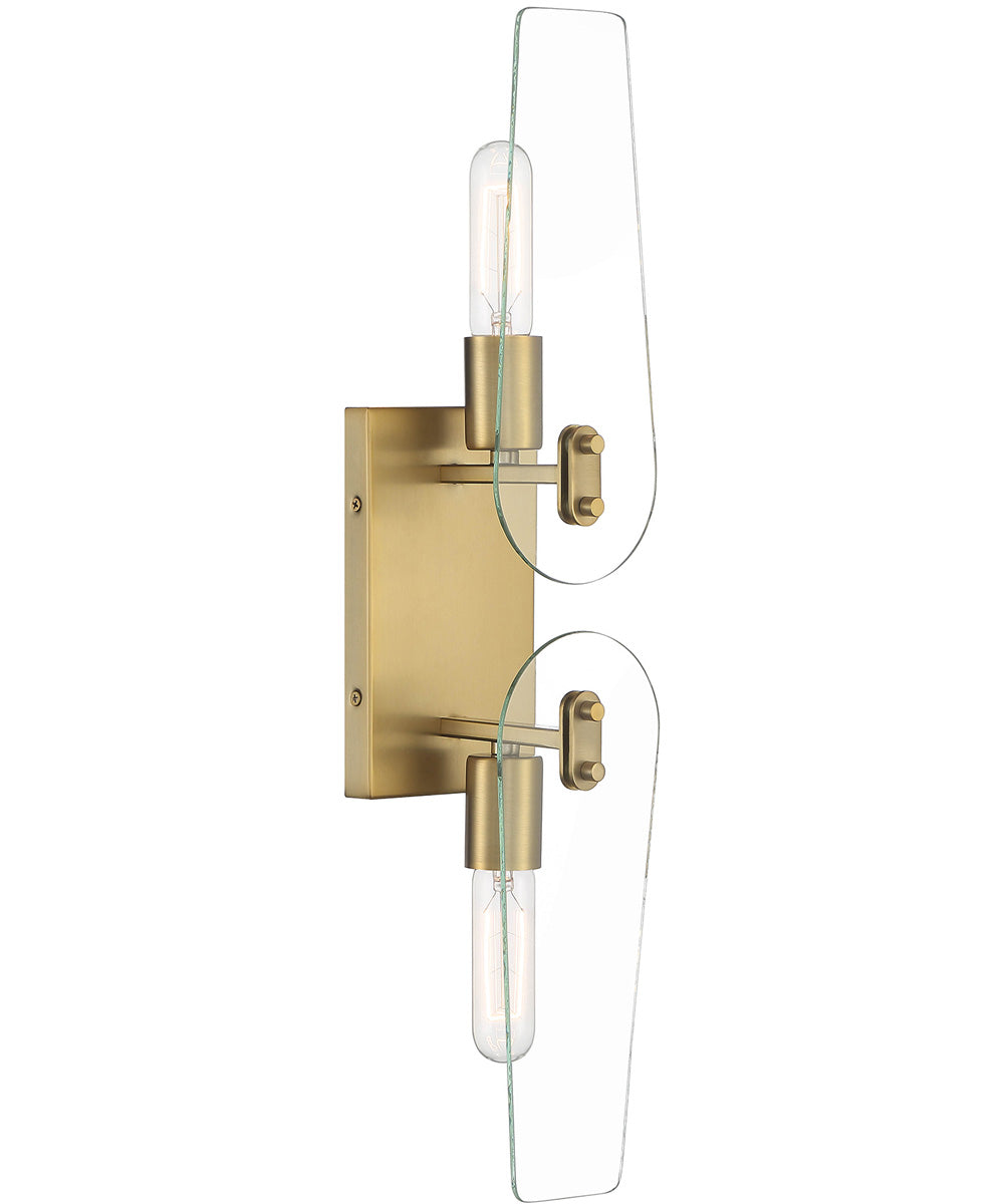 Bergen Beach 2 Light Wall Sconce Brushed Gold