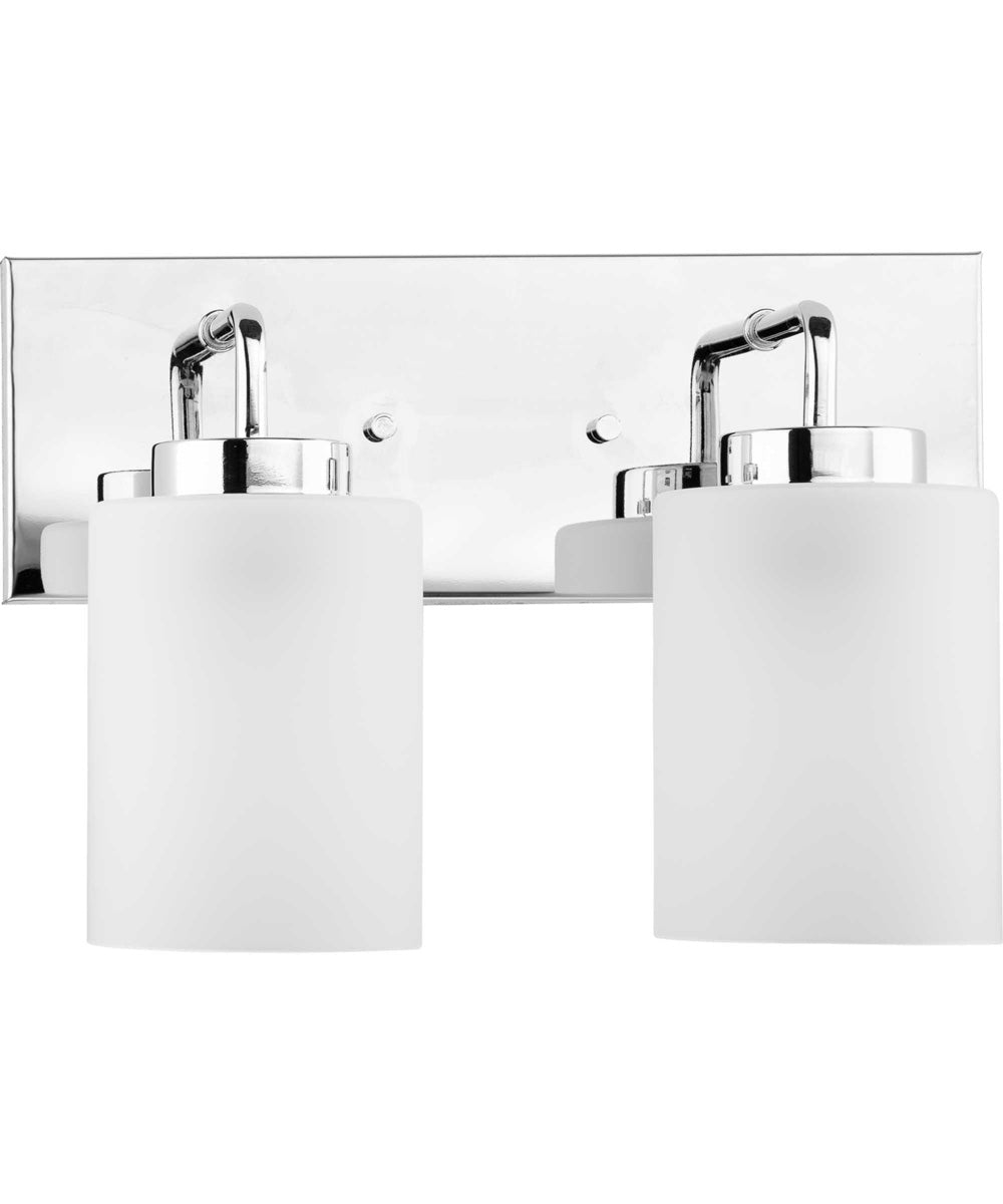 Merry 2-Light Etched Glass Transitional Style Bath Vanity Wall Light Polished Chrome