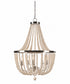 Dumas 22"W 5-Light Brushed Steel Finish Weathered White Wood Bead Chandelier by KenroyHome