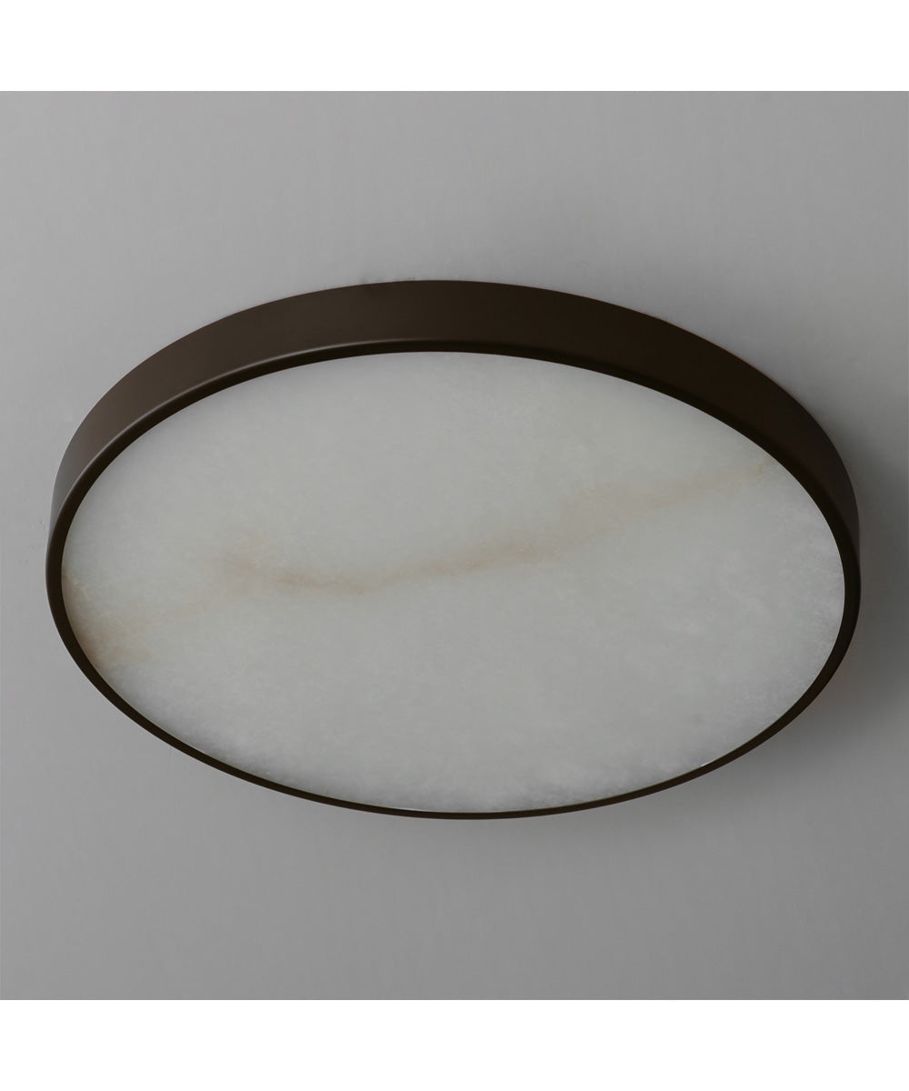 Slab 12 inch LED Alabaster Flush Mount Dark Bronze