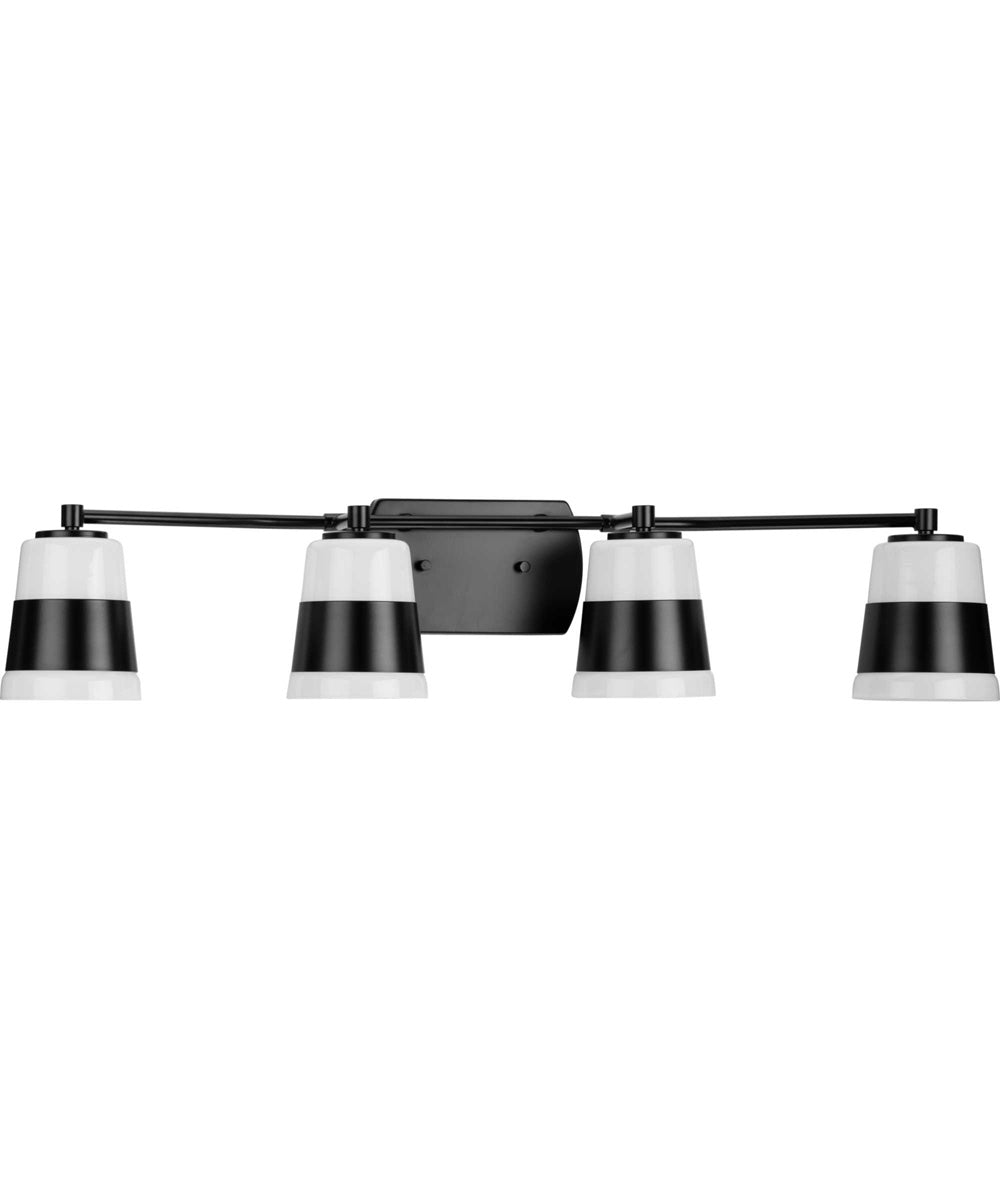 Haven 4-Light Opal Glass Luxe Industrial Bath Light Matte Black
