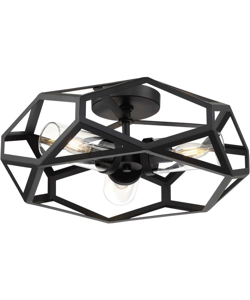 20"W Zemi 3-Light Close-to-Ceiling Black