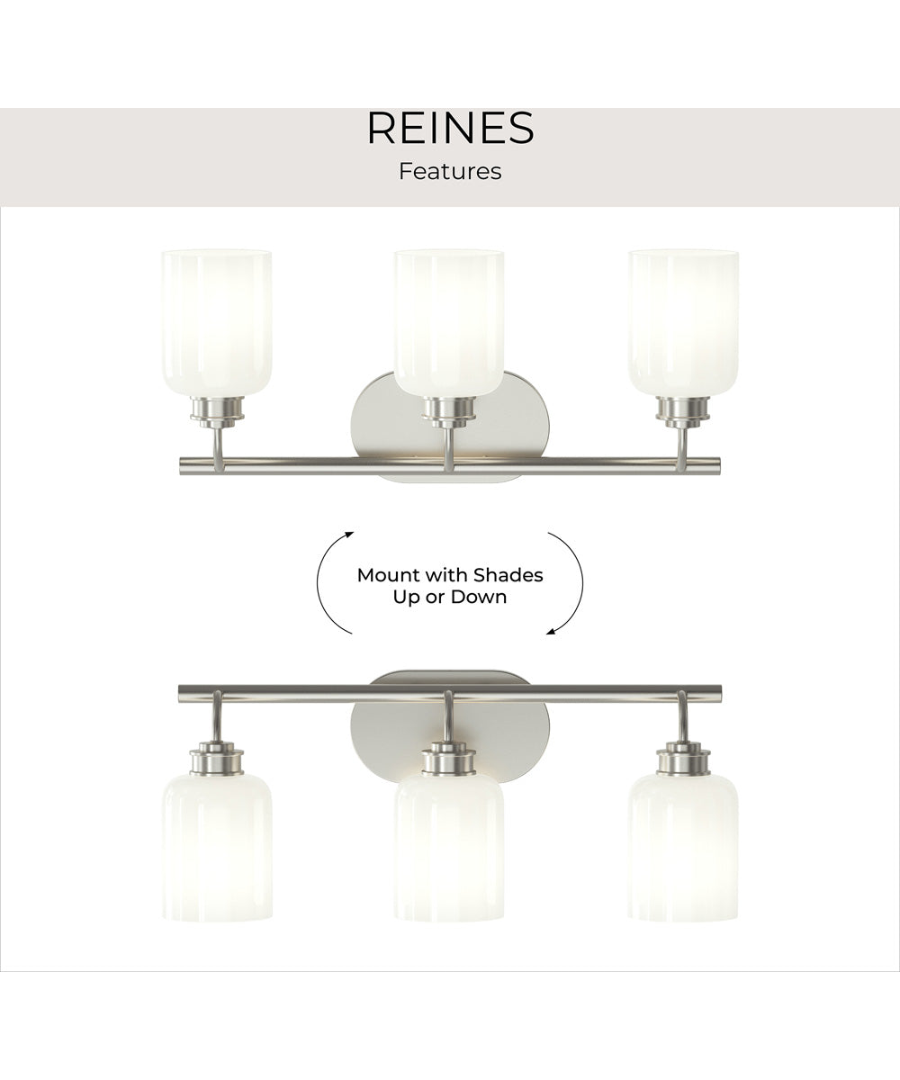 Reines 3-Light Bath Vanity with Opal Glass Shades Brushed Nickel