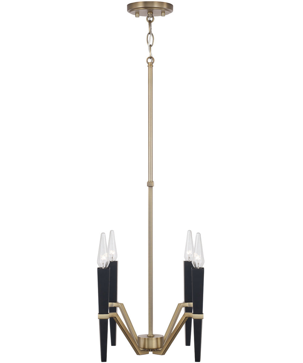 Enzo 4-Light Chandelier Aged Brass and Black