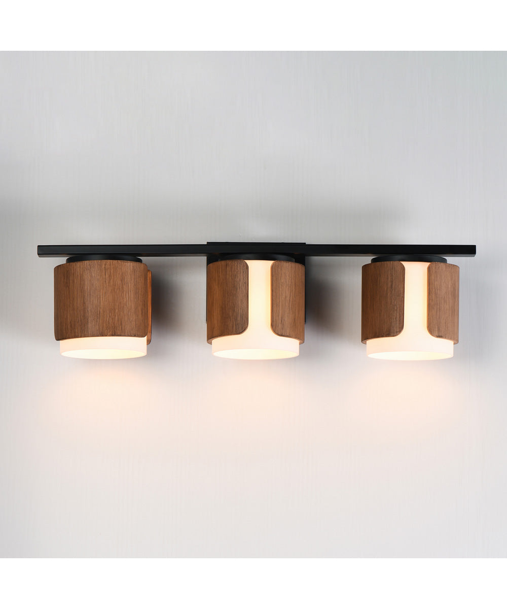 Draughtsman 3-Light Bath Vanity Walnut / Black