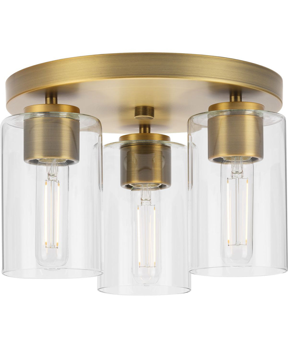 Cofield 12 in. 3-Light Flush Mount P350237 Vintage Brass