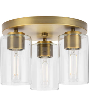 Cofield 12 in. 3-Light Flush Mount P350237 Vintage Brass